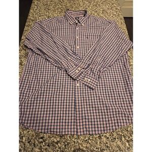 US Polo Assn Button Down Shirt Mens XL Pink Blue Plaid‎ Wrinkle Free Long Sleeve